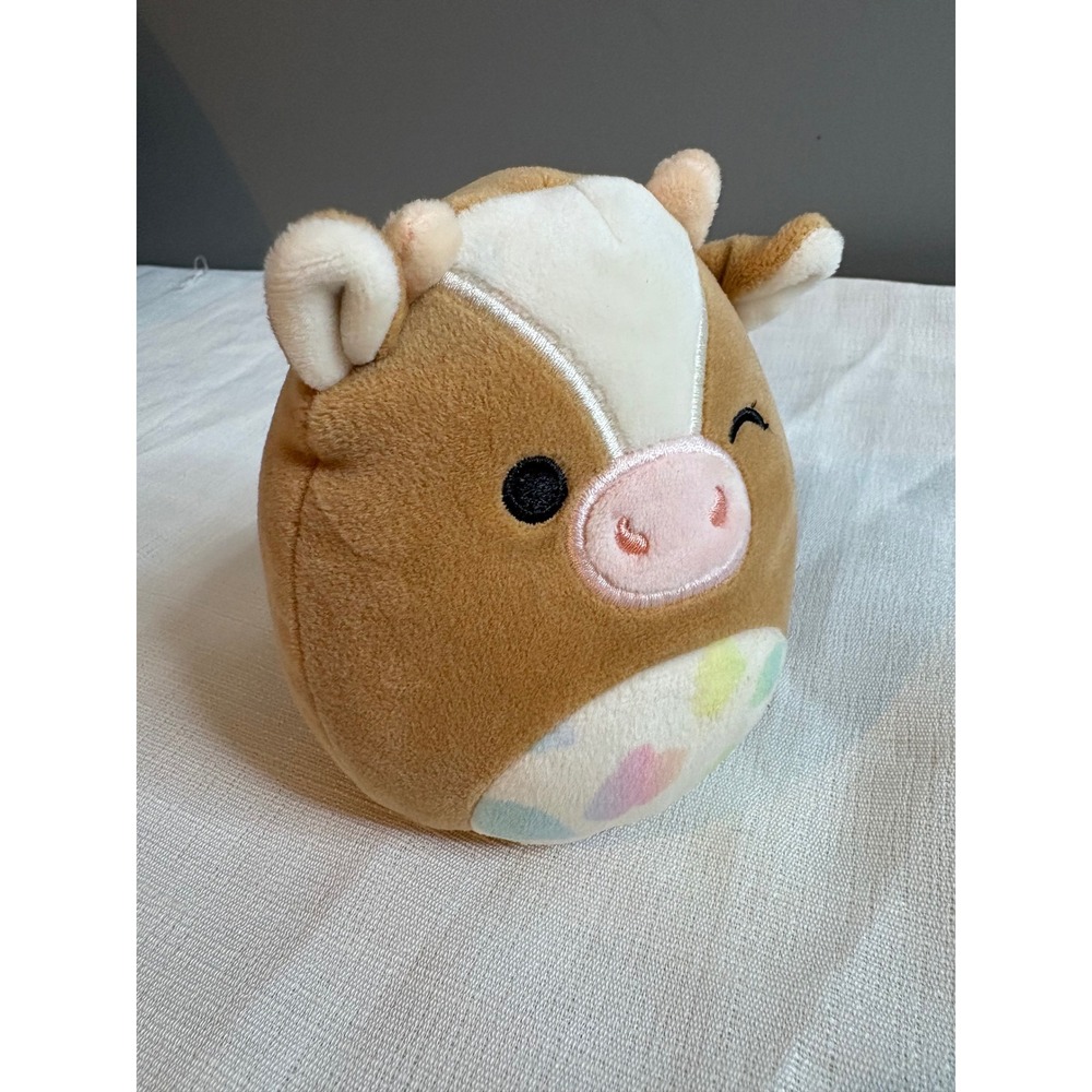 Kellytoy Squishmallows Griella the Brown Cow Winking Pastel Spotted Belly Plush
